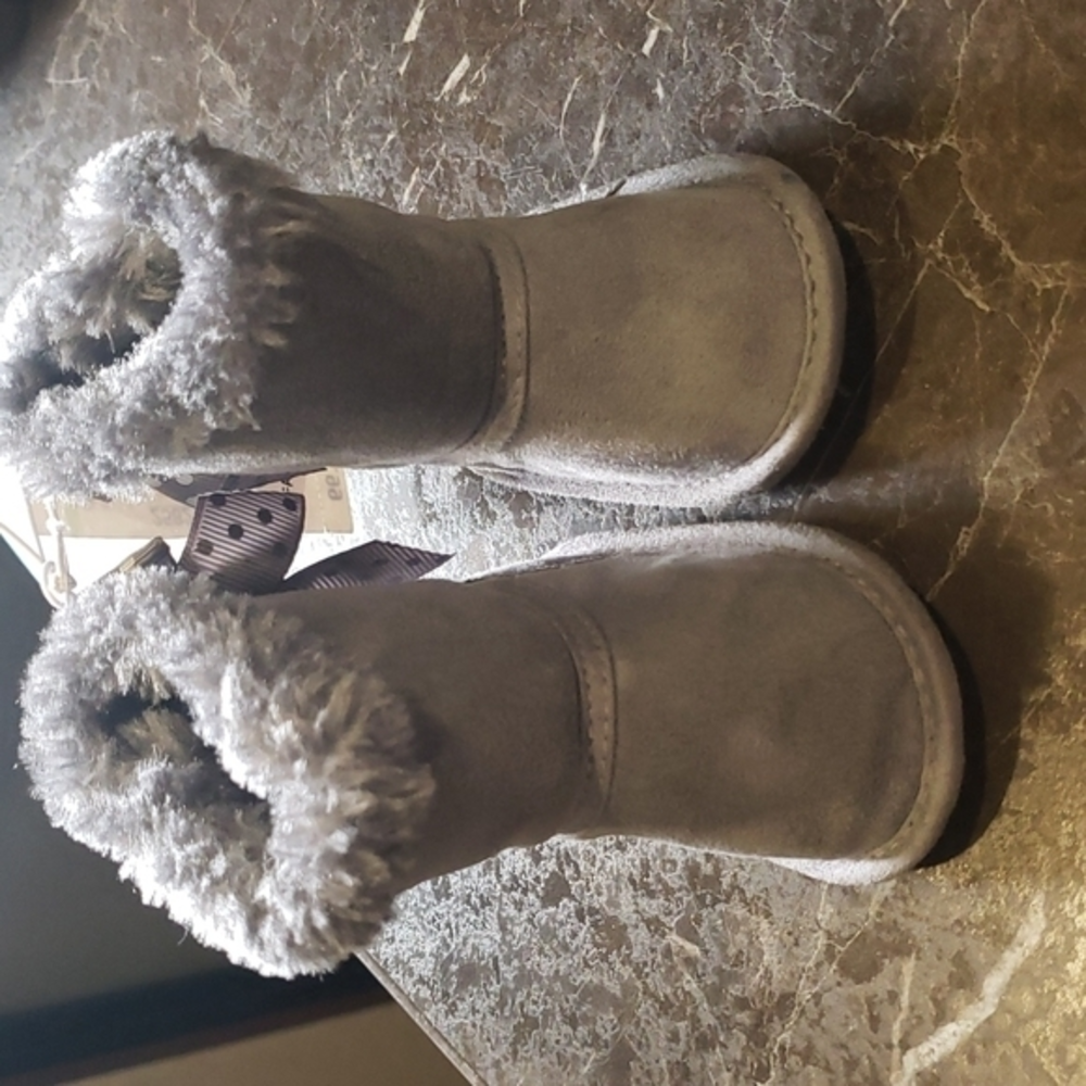 Gray Koala Baby Boots‎ with Bow Detail